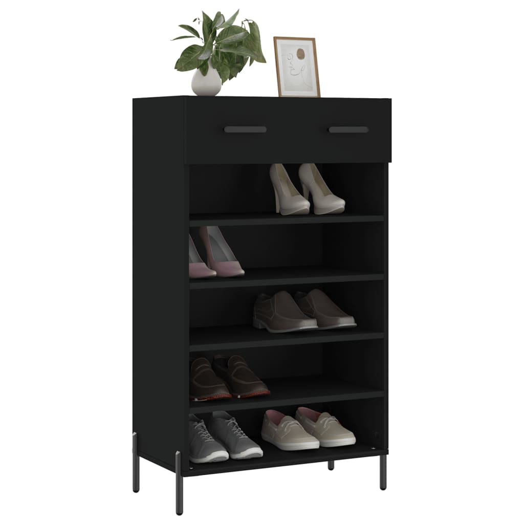 Shoe cabinet, black, 60x35x105cm, engineered wood