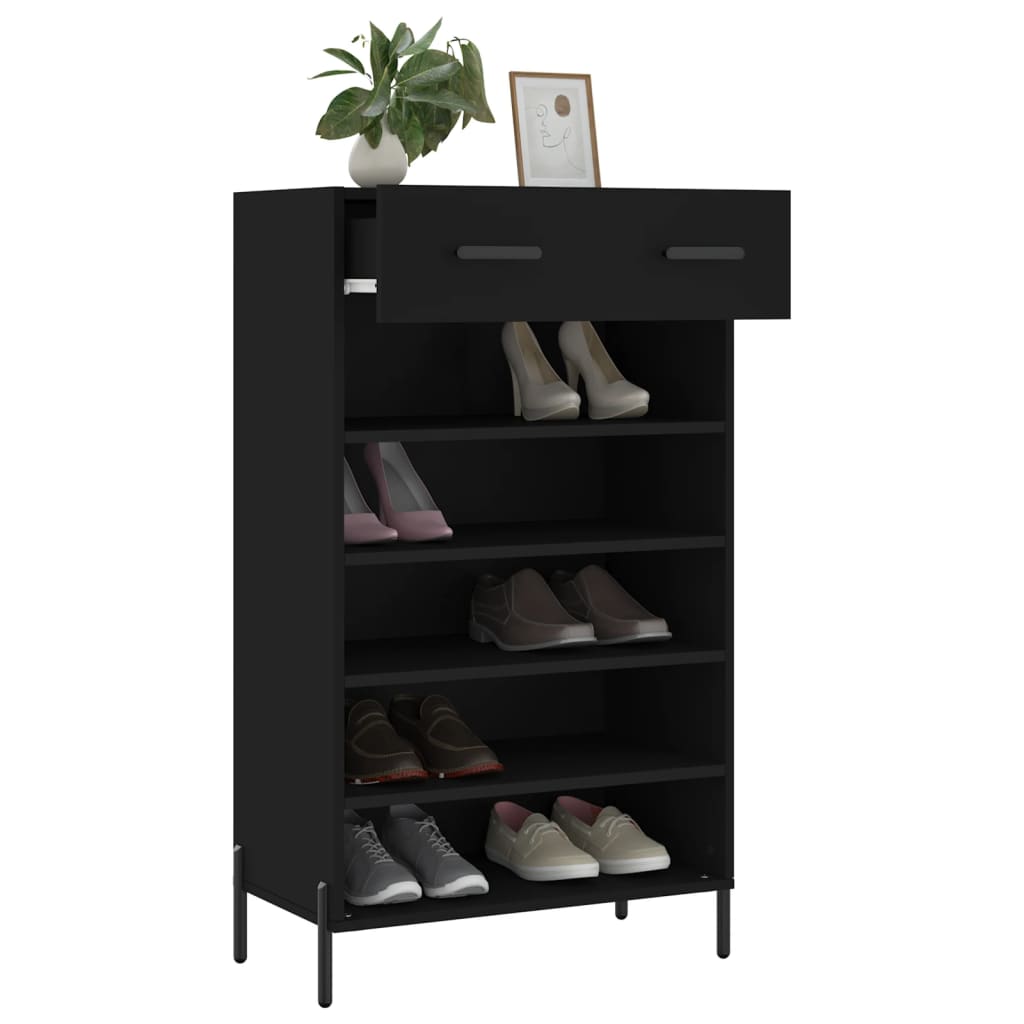 Shoe cabinet, black, 60x35x105cm, engineered wood