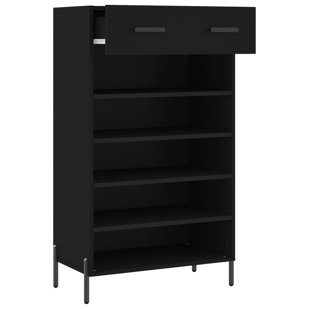 Shoe cabinet, black, 60x35x105cm, engineered wood