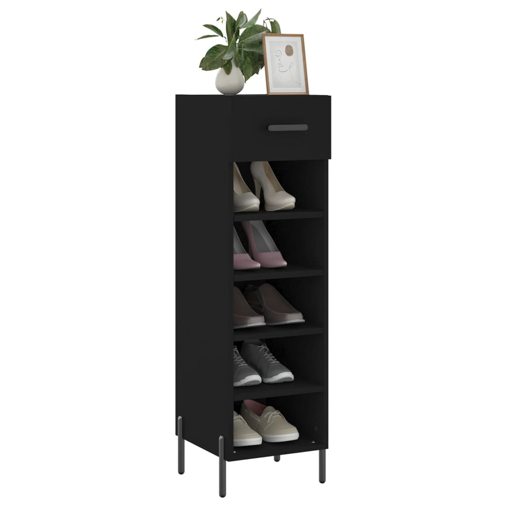 Shoe cabinet, black, 30x35x105cm, engineered wood