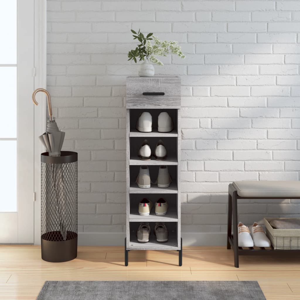 Shoe cabinet, grey oak, 30x35x105cm, engineered wood