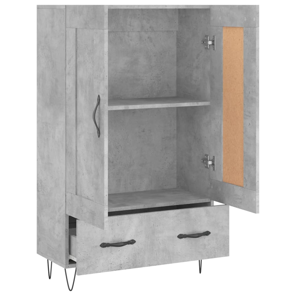 Chest of drawers, concrete grey, 69.5x31x115cm, engineered wood