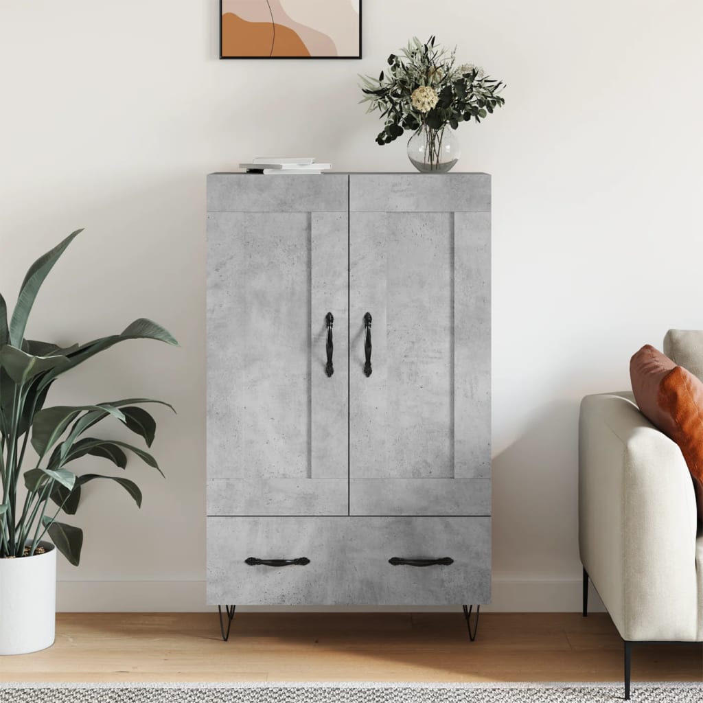 Chest of drawers, concrete grey, 69.5x31x115cm, engineered wood