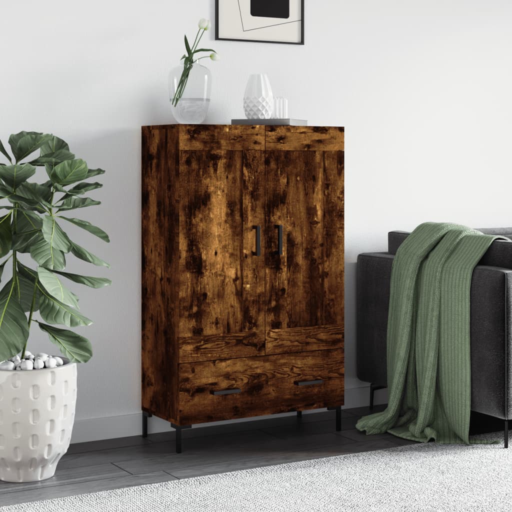 Chest of drawers, smoke oak, 69.5x31x115cm, engineered wood
