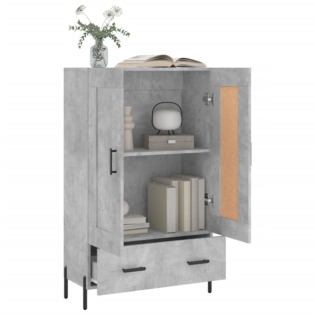 Chest of drawers, concrete grey, 69.5x31x115cm, engineered wood