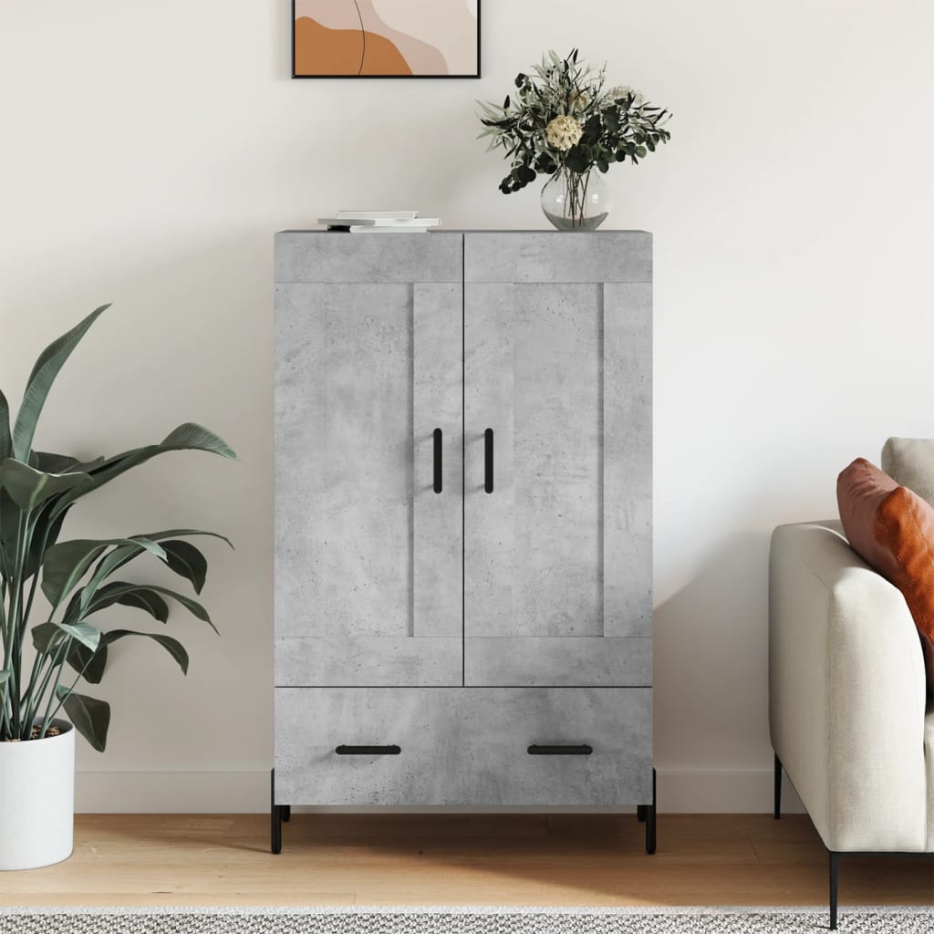 Chest of drawers, concrete grey, 69.5x31x115cm, engineered wood