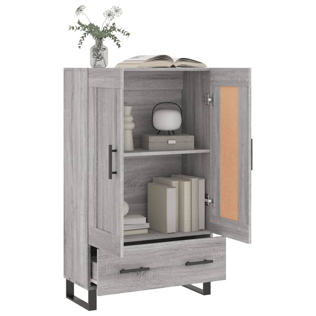 Chest of drawers, grey oak, 69.5x31x115cm, engineered wood