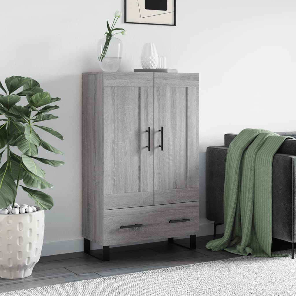 Chest of drawers, grey oak, 69.5x31x115cm, engineered wood
