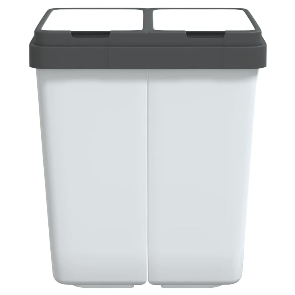 Dviguba šiukšliadėžė, baltos spalvos, 2x25l