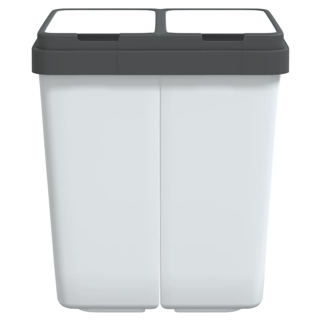 Dviguba šiukšliadėžė, baltos spalvos, 2x25l