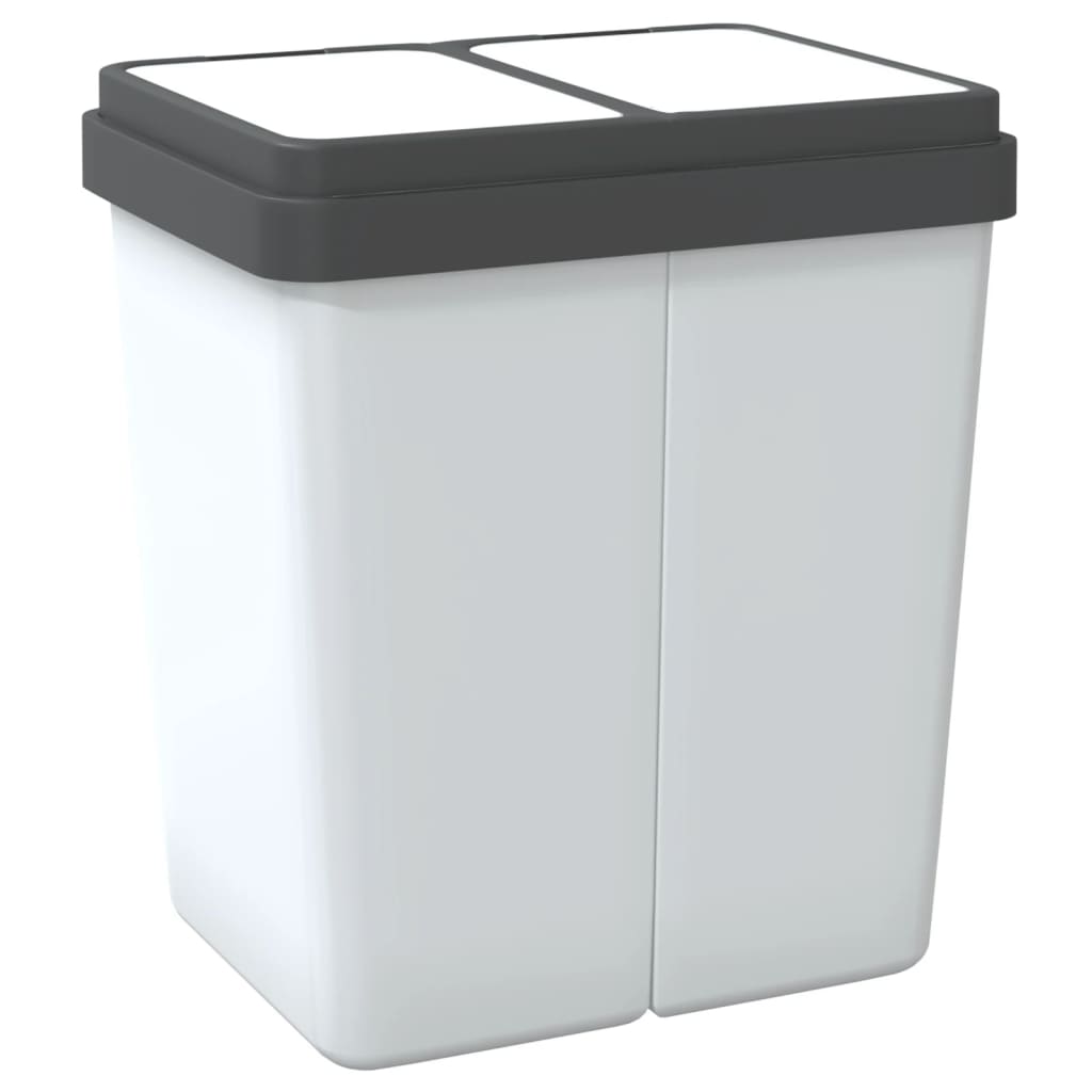 Dviguba šiukšliadėžė, baltos spalvos, 2x25l