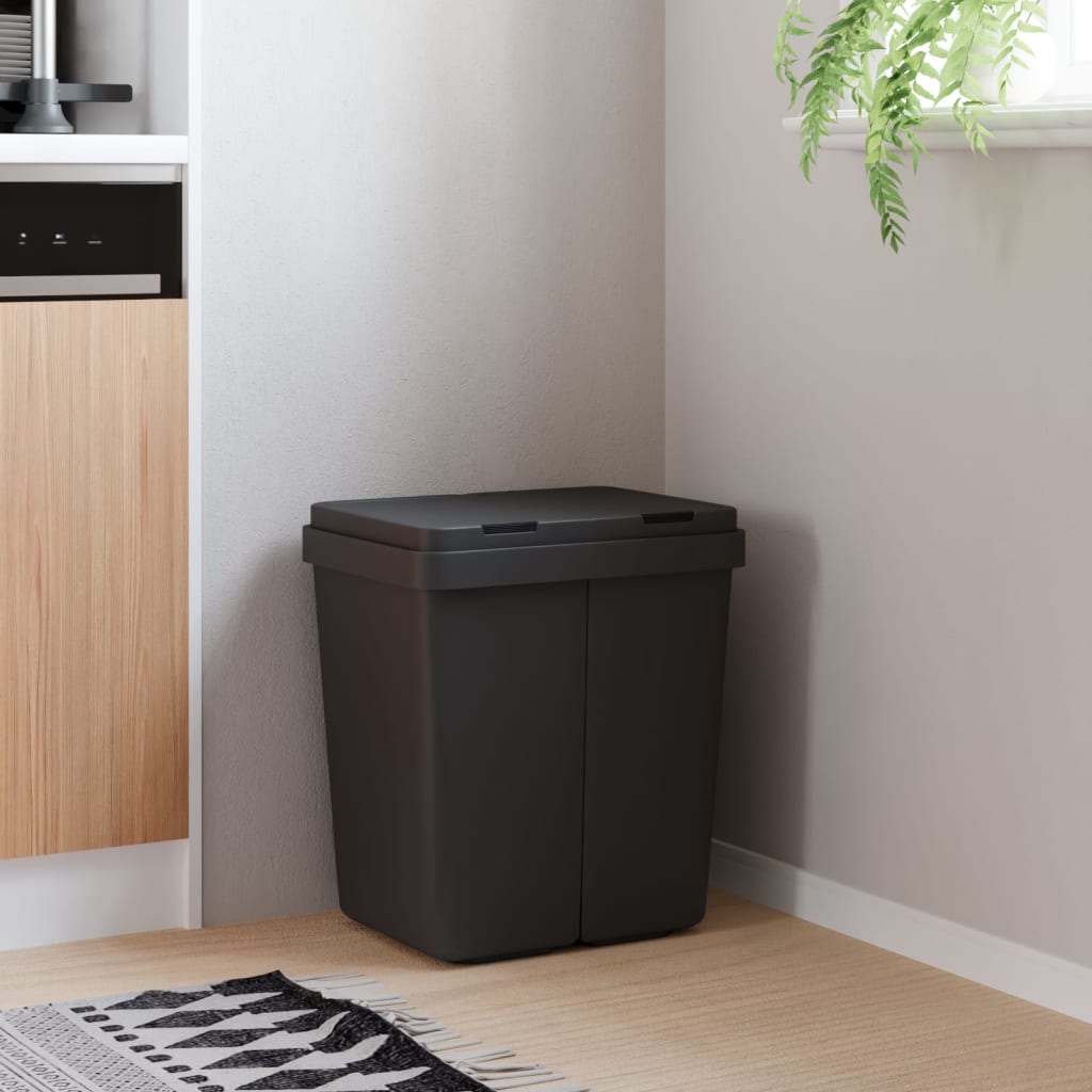 Divkārša atkritumu tvertne, antracīta krāsā, 2x25 l