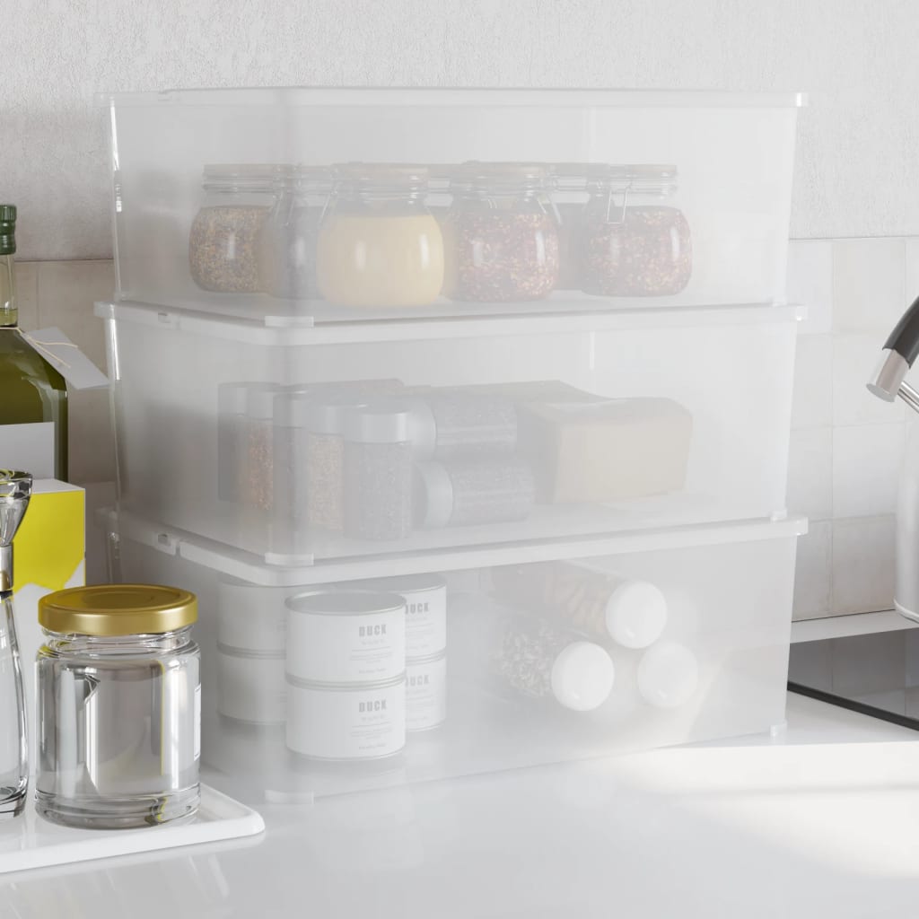 Plastic storage boxes, 3 pcs., 10l, stackable