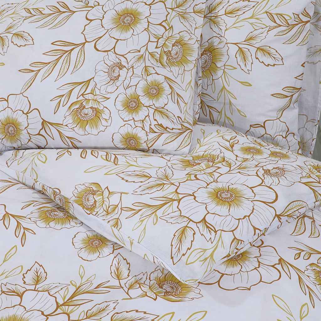Duvet cover set, white and brown, 260x220cm, cotton