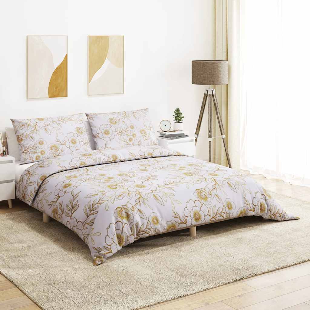 Duvet cover set, white and brown, 260x220cm, cotton