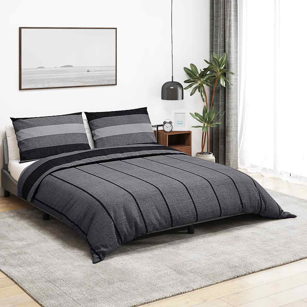 Duvet cover set, dark grey, 200x220cm, cotton