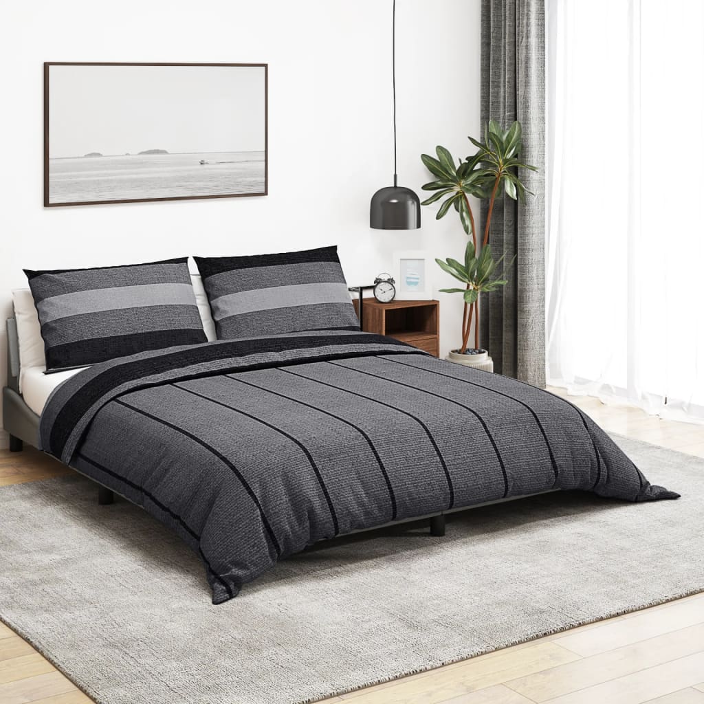 Duvet cover set, dark grey, 260x220cm, cotton