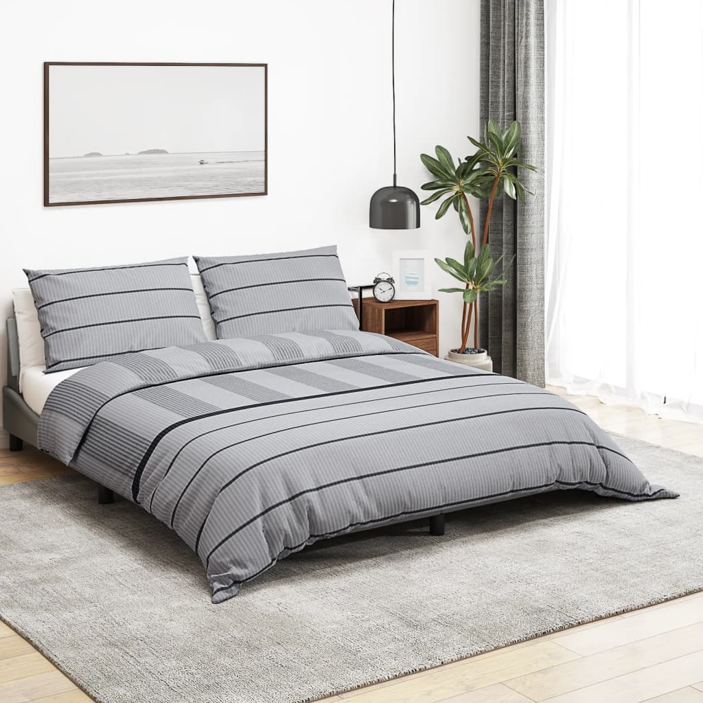Duvet cover set, grey, 260x220cm, cotton