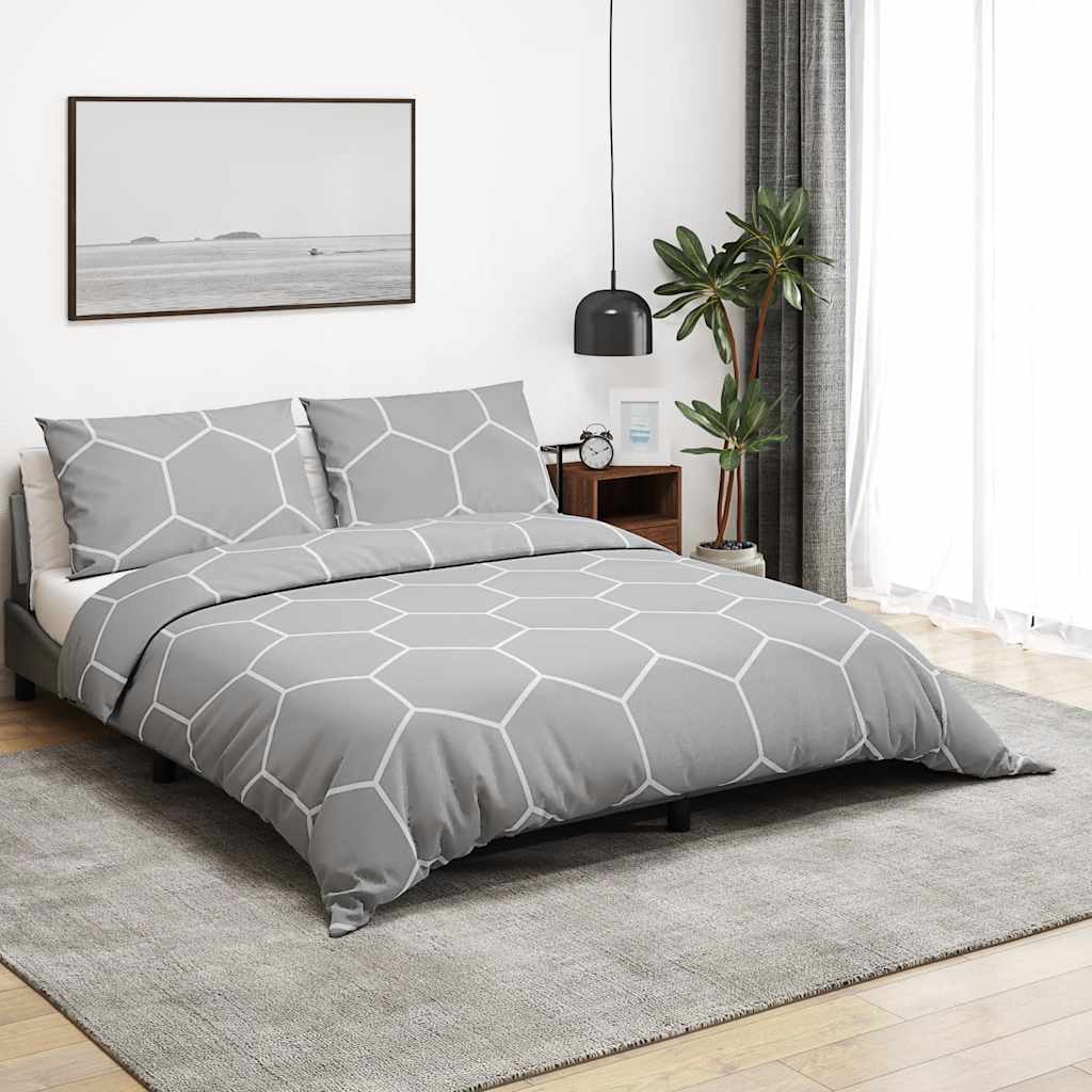 Duvet cover set, grey, 220x240cm, cotton