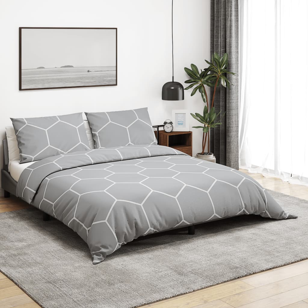 Duvet cover set, grey, 140x200cm, cotton