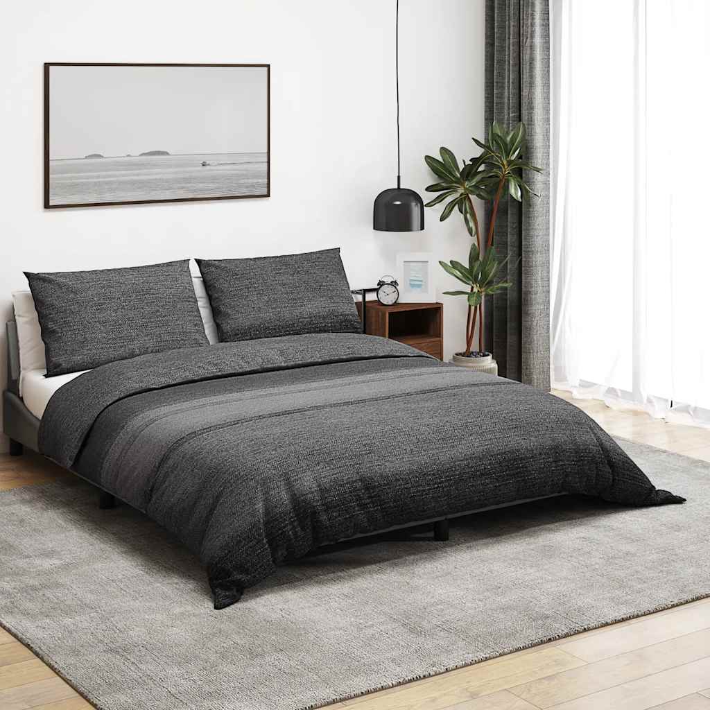 Duvet cover set, dark grey, 200x200cm, cotton