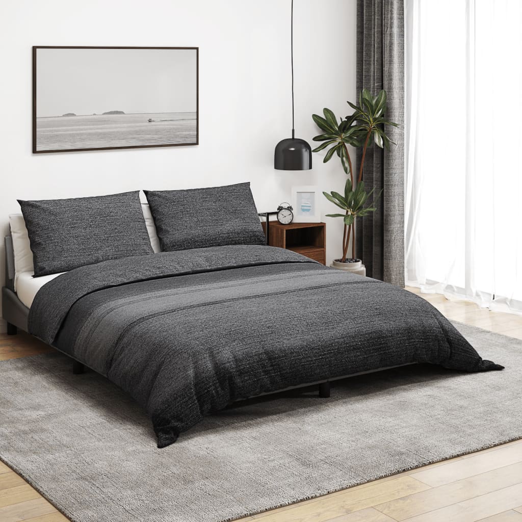 Duvet cover set, dark grey, 140x200cm, cotton