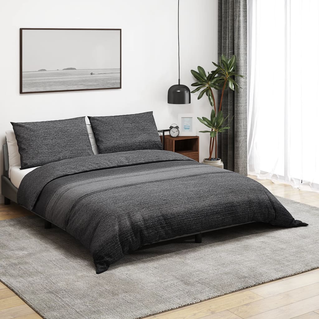 Duvet cover set, dark grey, 260x220cm, cotton