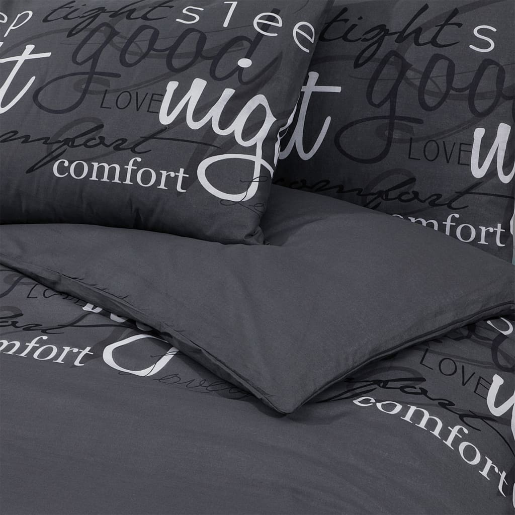 Bed linen set, black, 260x240cm, cotton