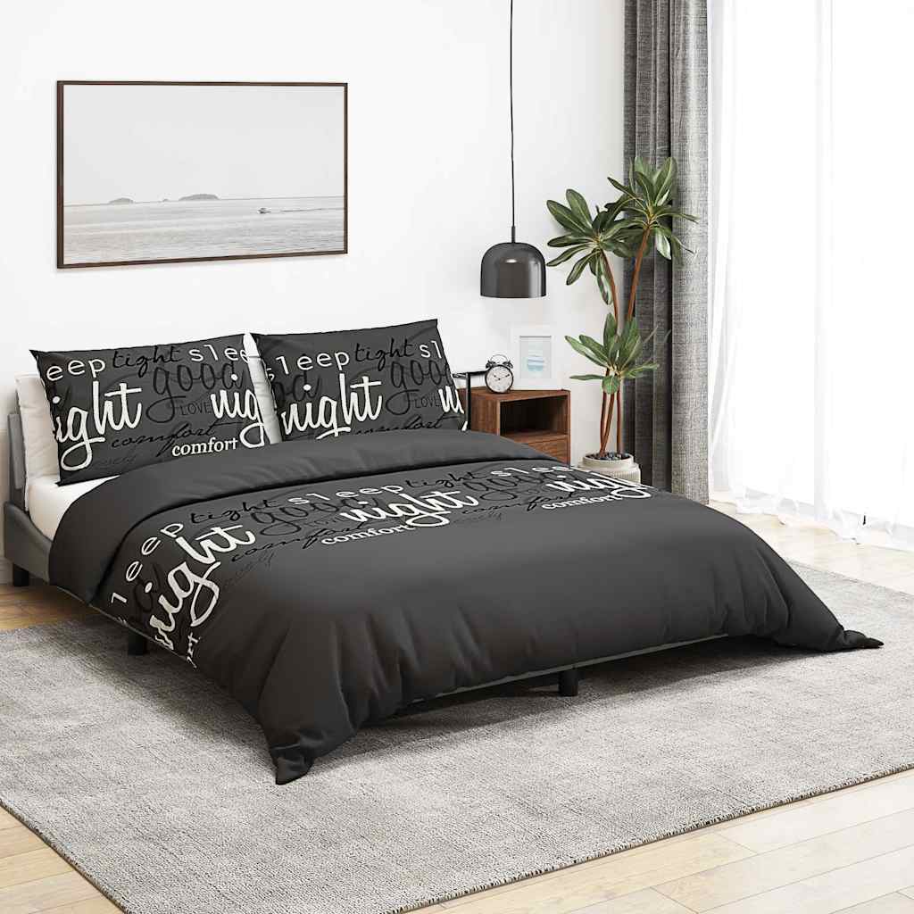 Bed linen set, black, 260x240cm, cotton