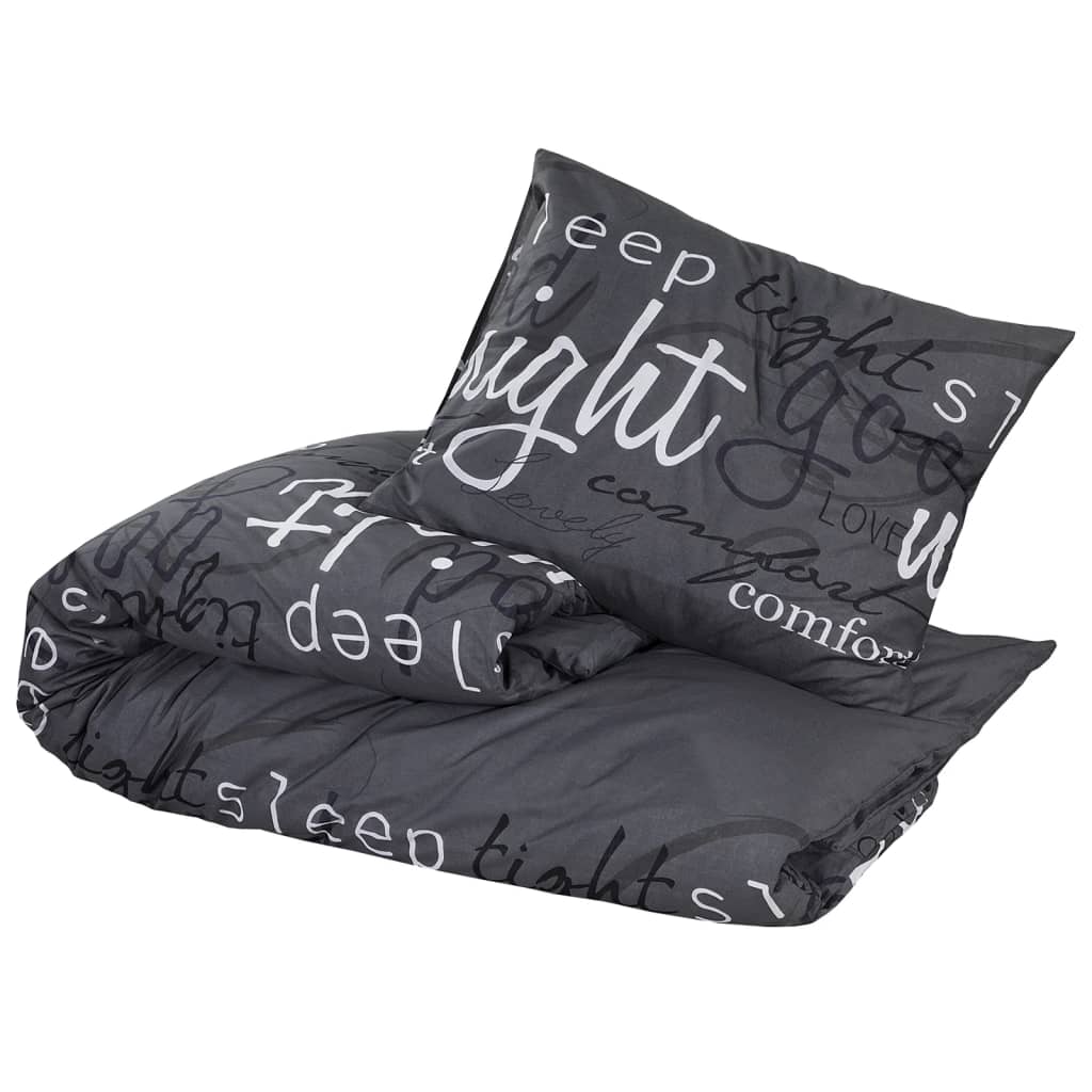 Bed linen set, black, 155x220cm, cotton