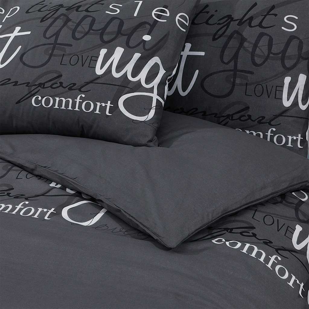 Bed linen set, black, 155x220cm, cotton