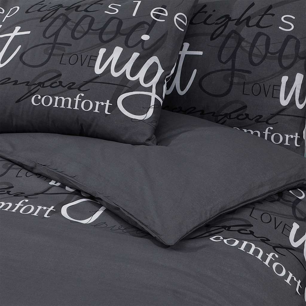 Bed linen set, black, 140x200cm, cotton