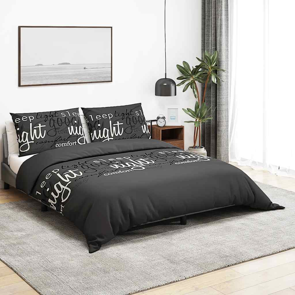 Bed linen set, black, 140x200cm, cotton