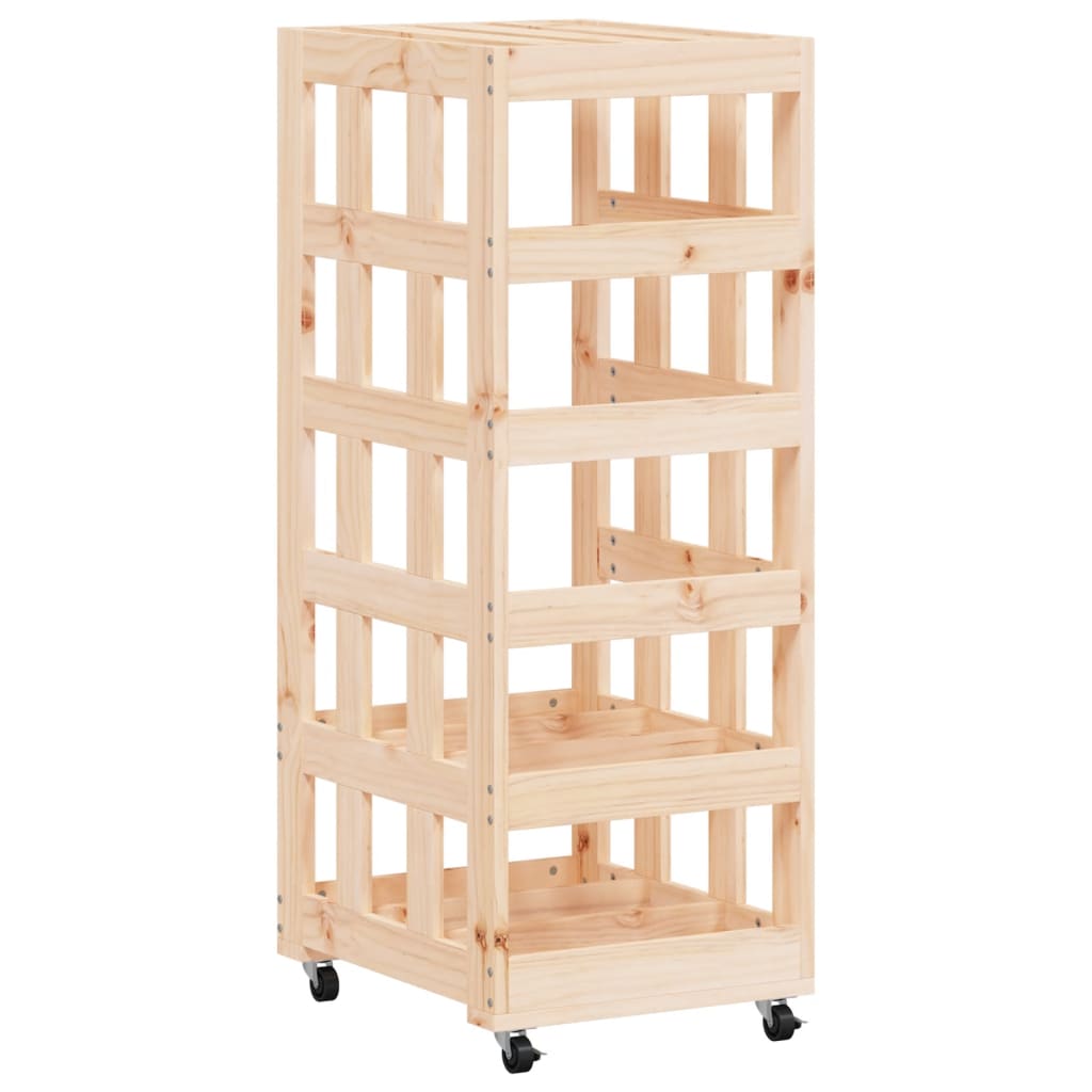 Log holder with wheels, 40x49x110cm, solid pine