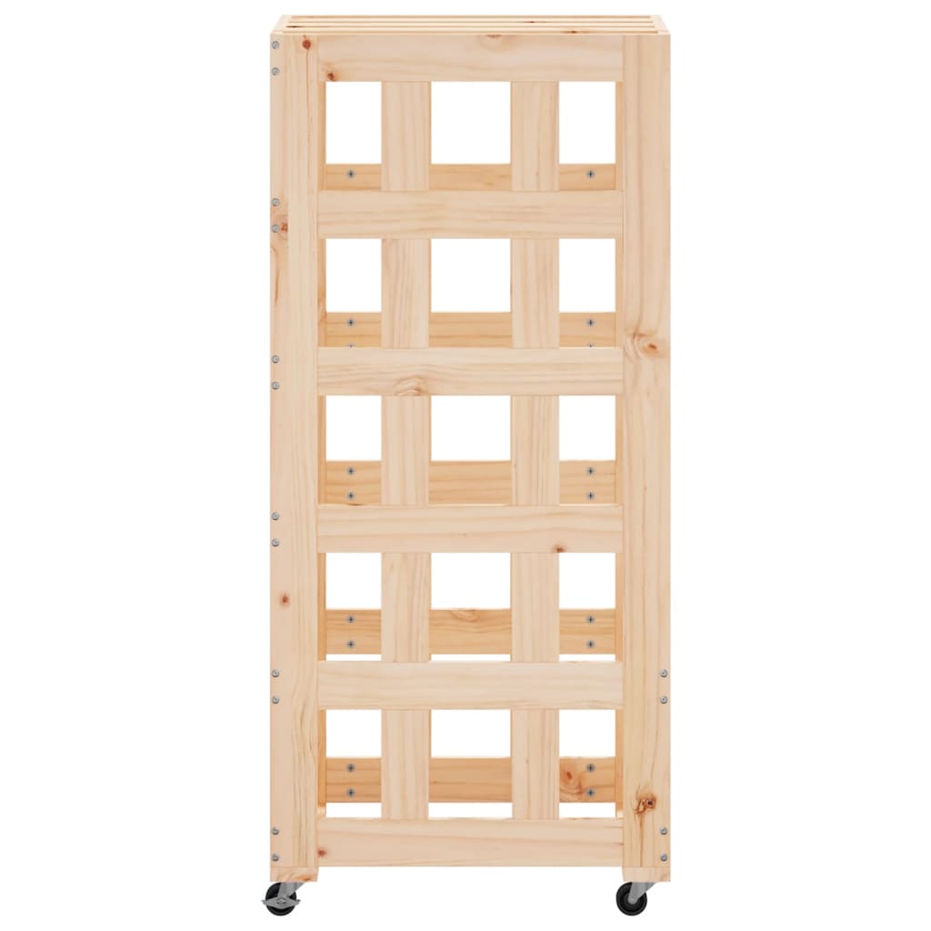 Log holder with wheels, 40x49x110cm, solid pine