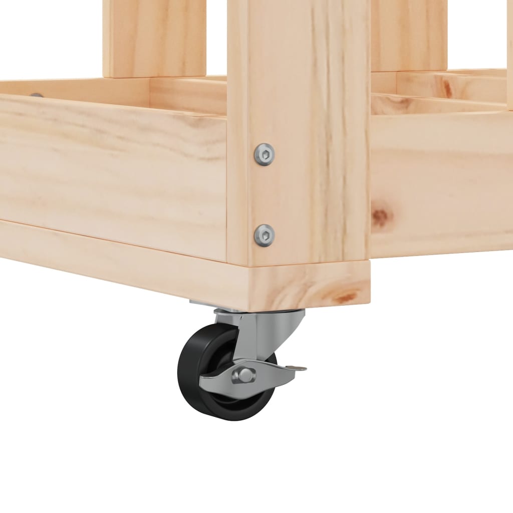Log holder with wheels, 40x49x110cm, solid pine