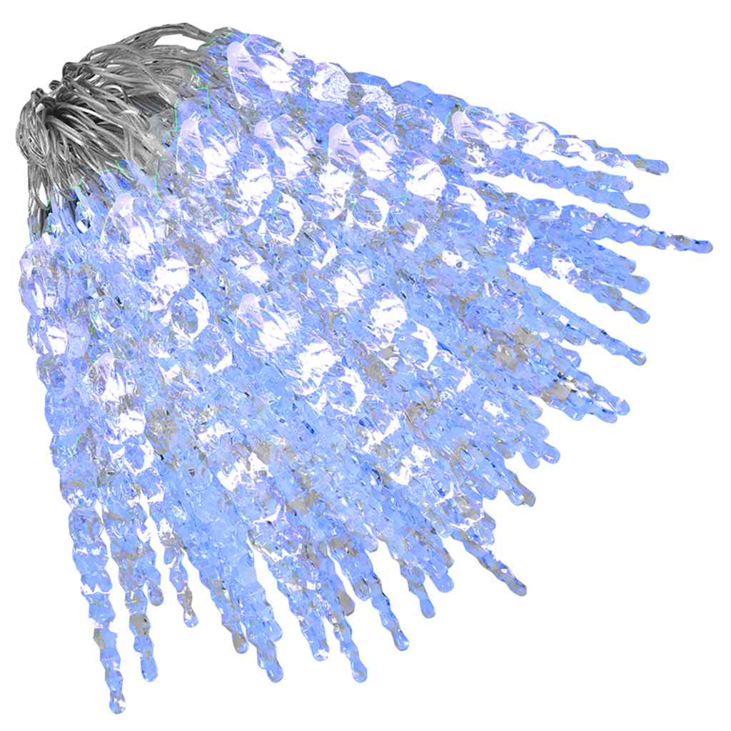 Ziemassvētku virtene lāstekas, 200 zilas LED, akrils/PVC, 20m