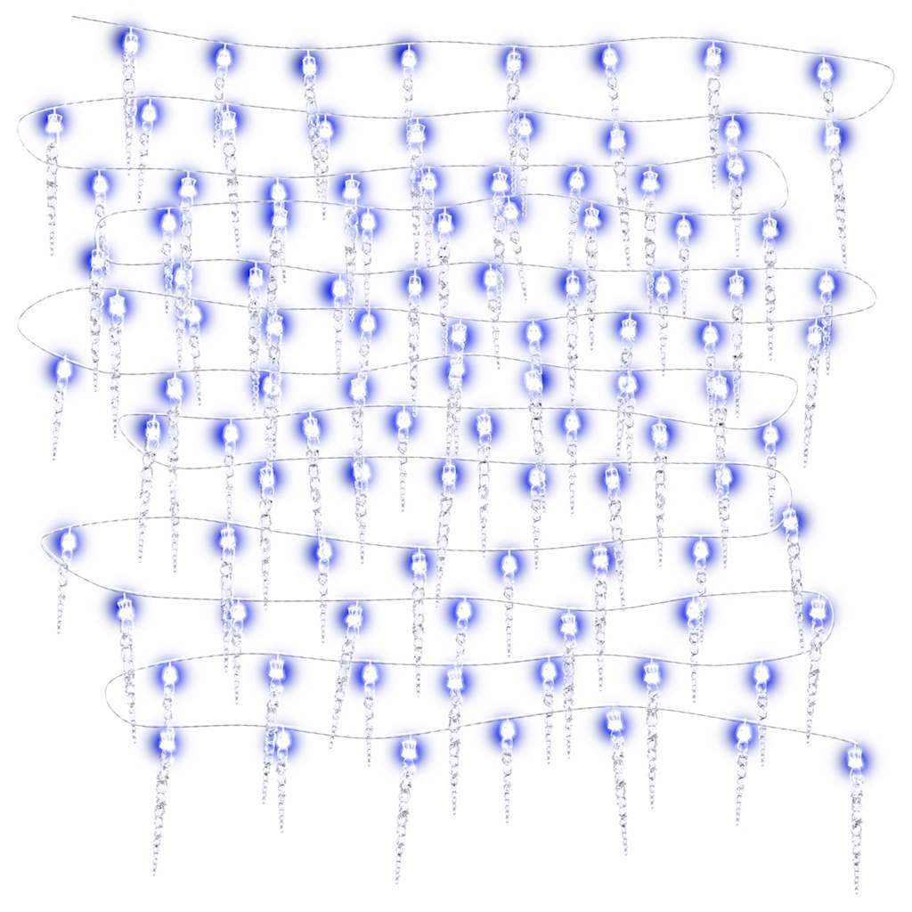 Ziemassvētku virtene lāstekas, 200 zilas LED, akrils/PVC, 20m