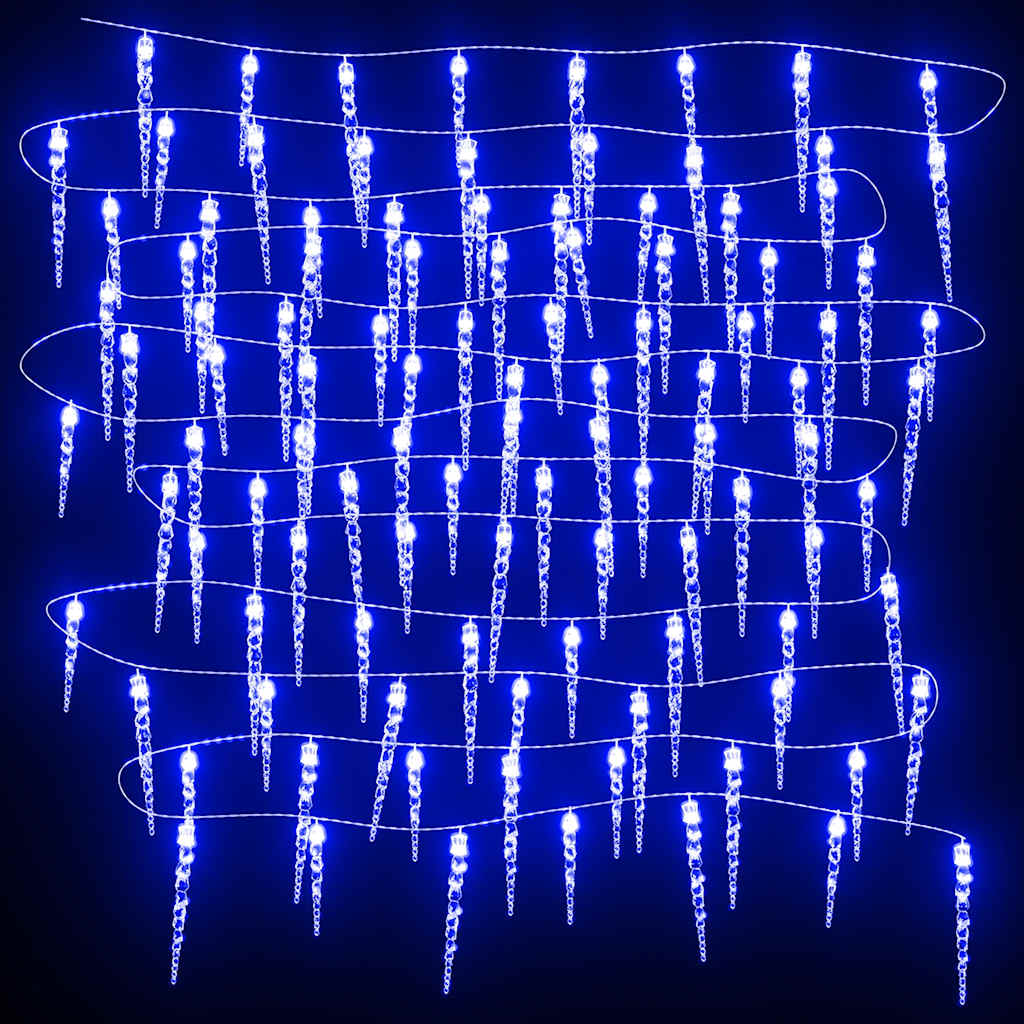 Ziemassvētku virtene lāstekas, 200 zilas LED, akrils/PVC, 20m