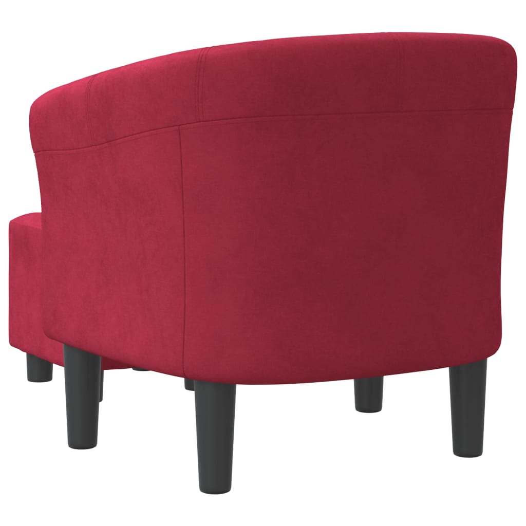 Armchair with a footrest, burgundy, velvet