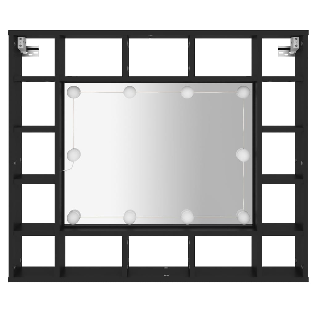 LED mirror cabinet, black, 91x15x76.5cm