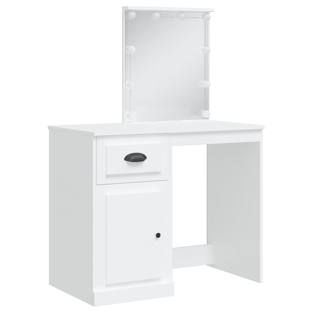Vanity Table with LED Lights, White, 90x42x132.5cm