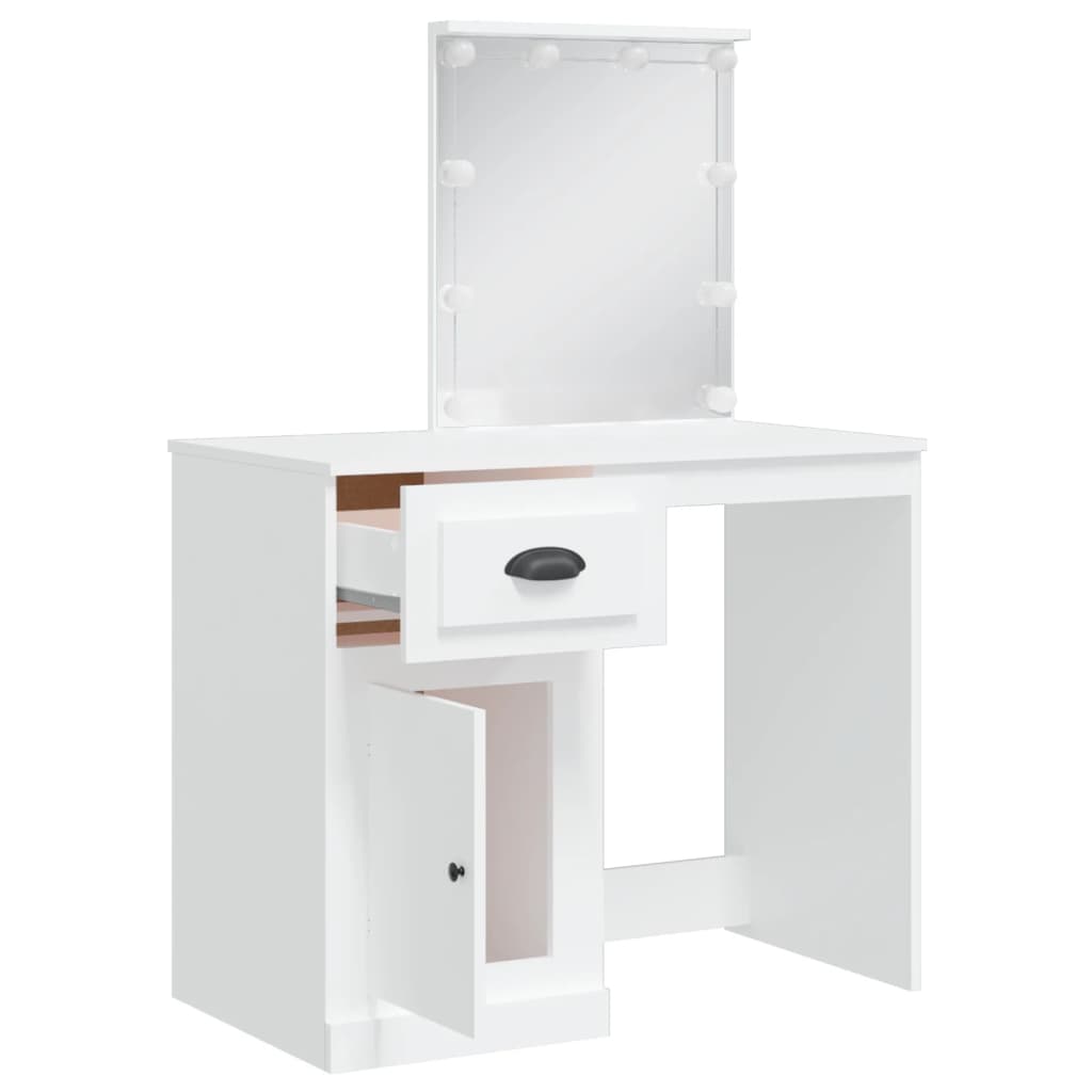 Vanity Table with LED Lights, White, 90x42x132.5cm