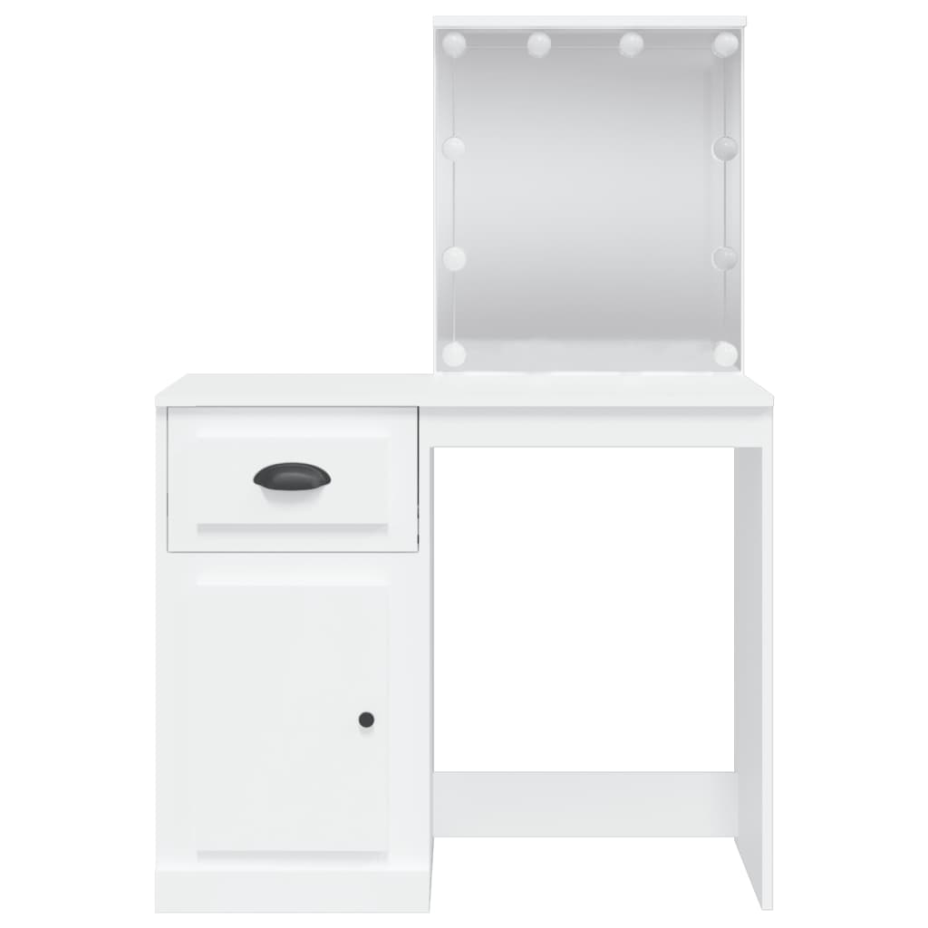 Vanity Table with LED Lights, White, 90x42x132.5cm