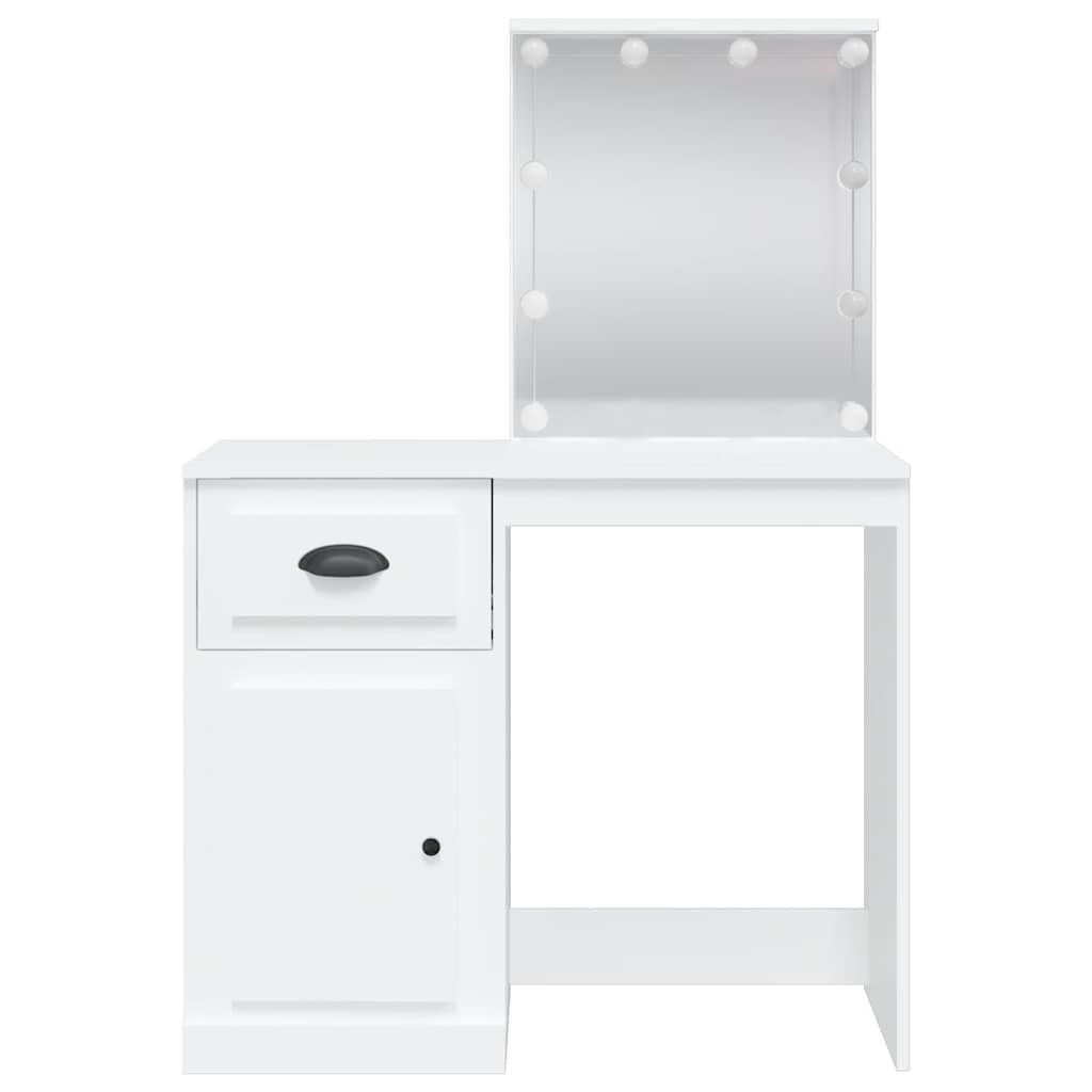 Kosmetinis staliukas su LED lemputėmis, baltas, 90x42x132,5cm