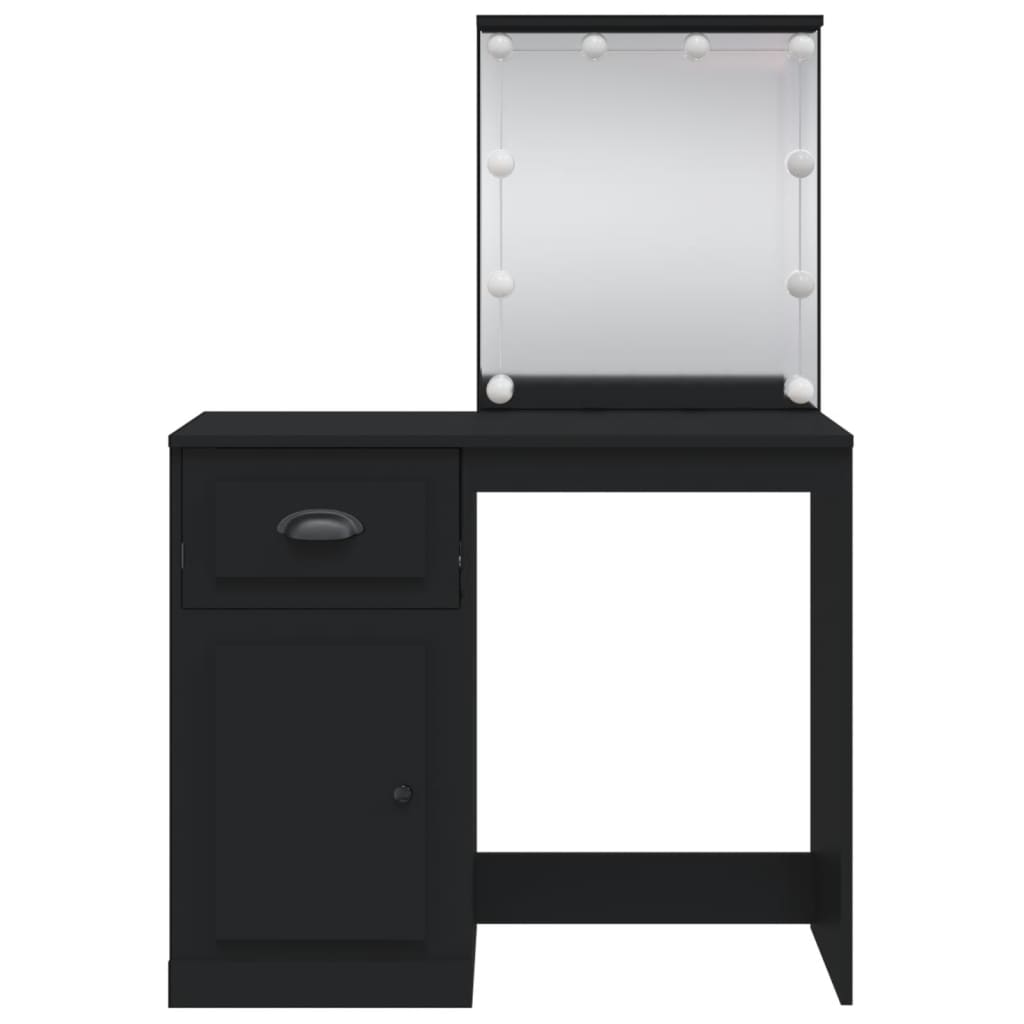 Cosmetic Table with LED Lights, Black, 90x42x132.5cm