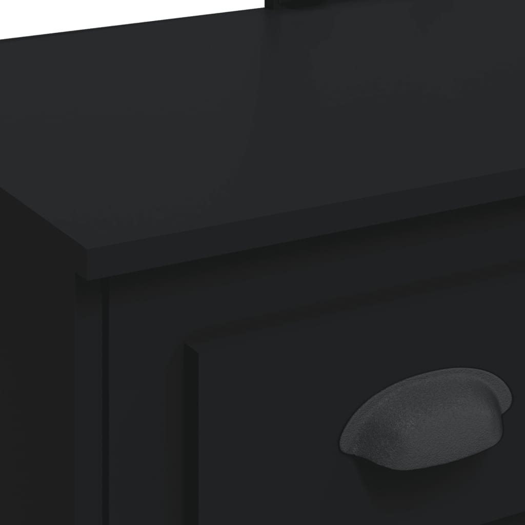 Cosmetic Table with LED Lights, Black, 90x42x132.5cm