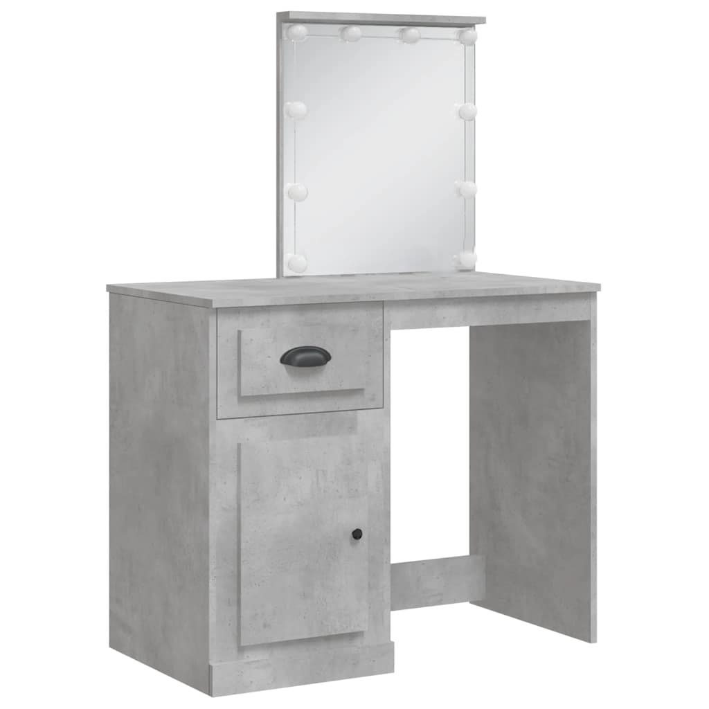 Dressing table with LED lights, concrete, 90x42x132.5cm