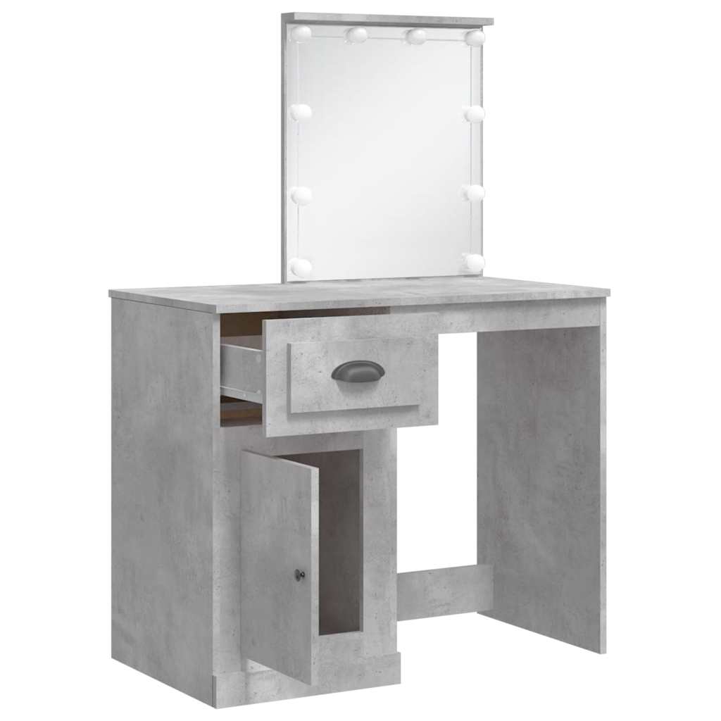 Dressing table with LED lights, concrete, 90x42x132.5cm
