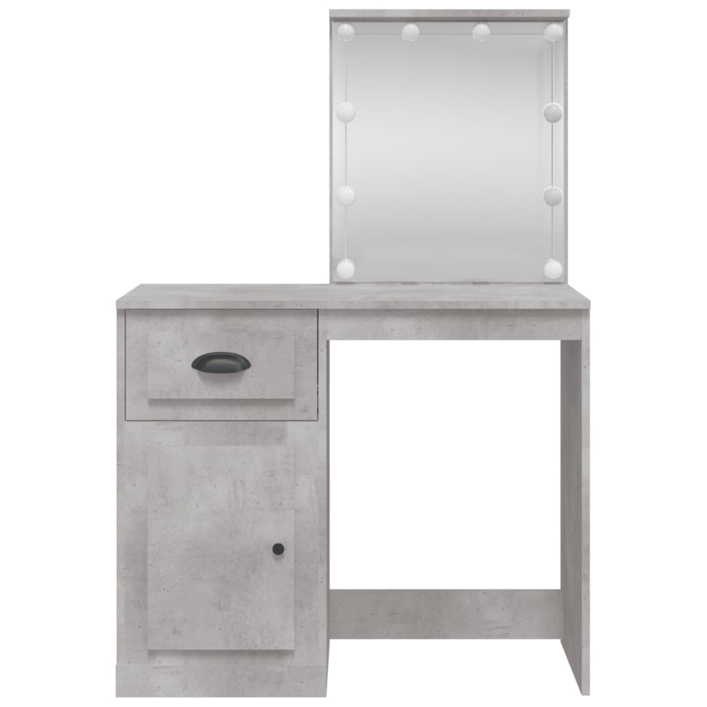 Kosmetinis staliukas su LED lemputėmis, betono, 90x42x132,5cm